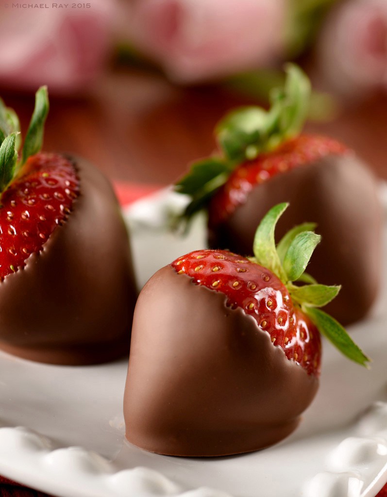 Beautiful food photo of strawberry, dipped in chocolate.